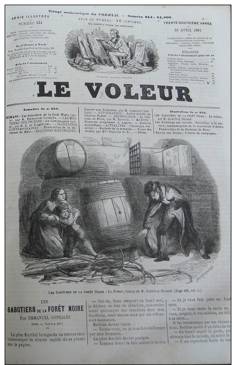 VOLEUR ILLUSTRE1861 N°234:FUNERAILLES DUCHESSE DE KENT/ NODIER LETTRE /CONCIERGERIE TORTURE RAVAILLAC/MARECHALE D'ACRE - 1850 - 1899