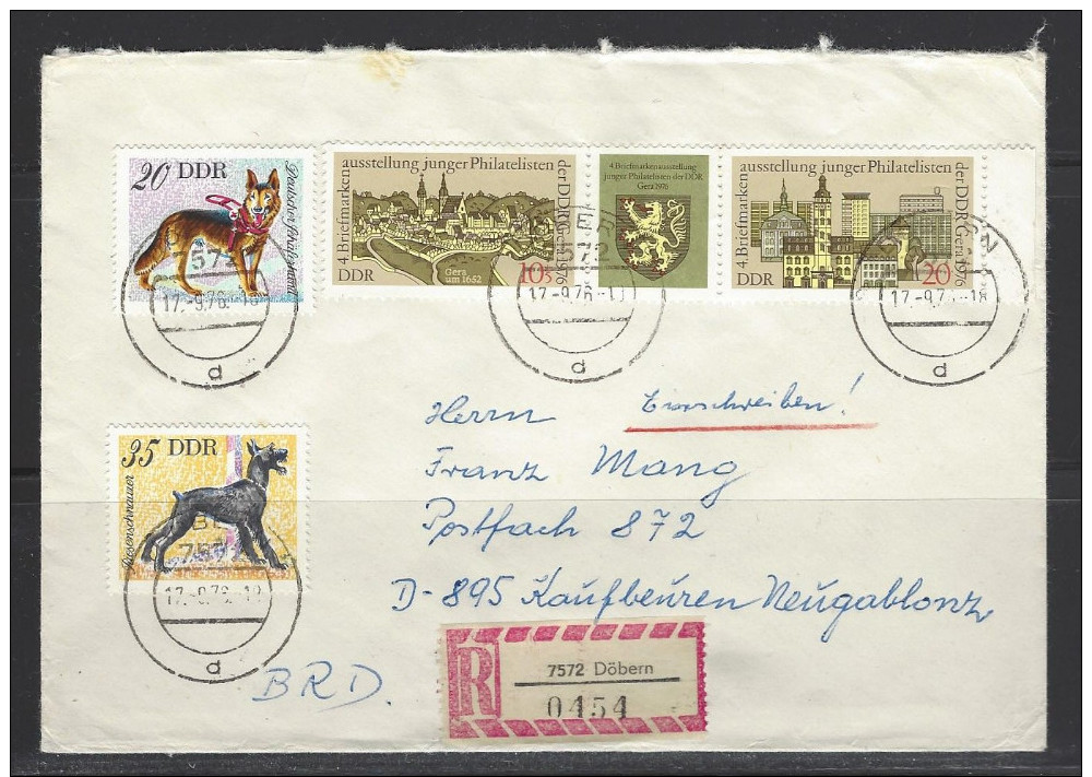 DDR - RECO-Beleg Mi-Nr. 2153 + 2154 Dreierstreifen Briefmarkenausstellung Gera - Other & Unclassified