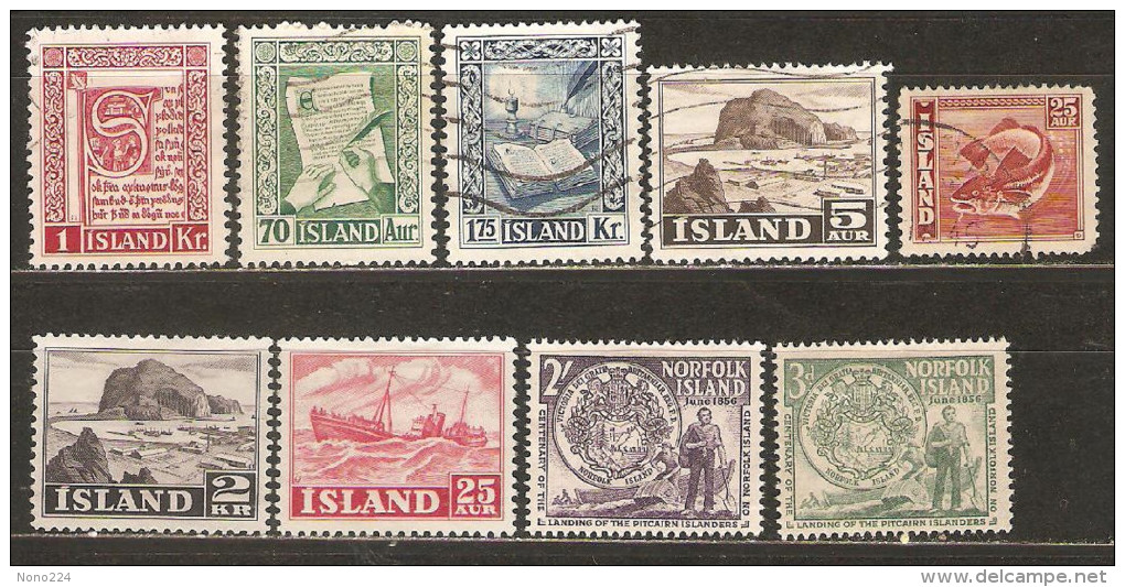 9 Timbres D'Islande - Autres & Non Classés