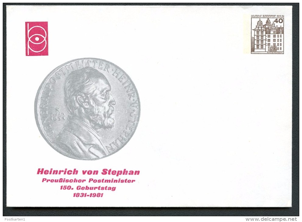 BERLIN PU71 C2/006 Privat-Umschlag HEINRICH V. STEPHAN ** 1981  NGK 4,00 € - Privatumschläge - Ungebraucht