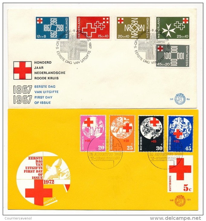 PAYS-BAS - 6 Enveloppes FDC CROIX ROUGE Entre 1967 Et 1992 - Cruz Roja