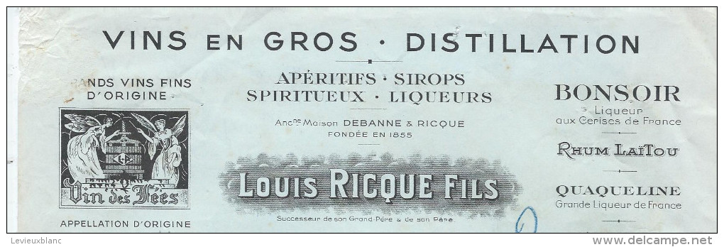 Facture/Vins En Gros/ Louis Ricque Fils/Apéritif/ PANTIN/Seine/1941      FACT72 - Alimentaire