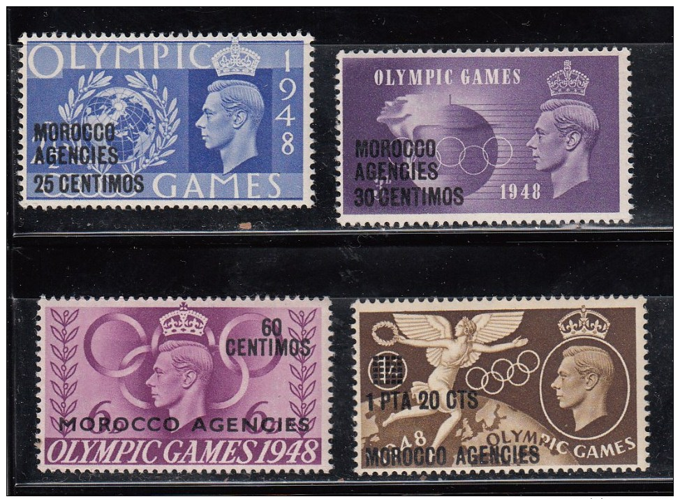 Morocco Agencies 1948 KGVI OLYMPIC GAMES Sp Currency Mon Esp SG178-181 MNH - Altri & Non Classificati