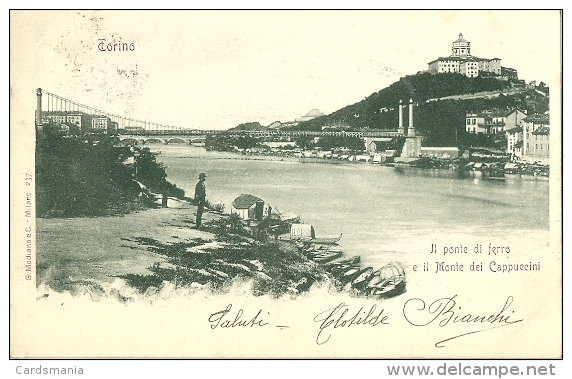 Torino-Il Ponte Di Ferro E Il Monte Dei Cappuccini-1902 - Fiume Po