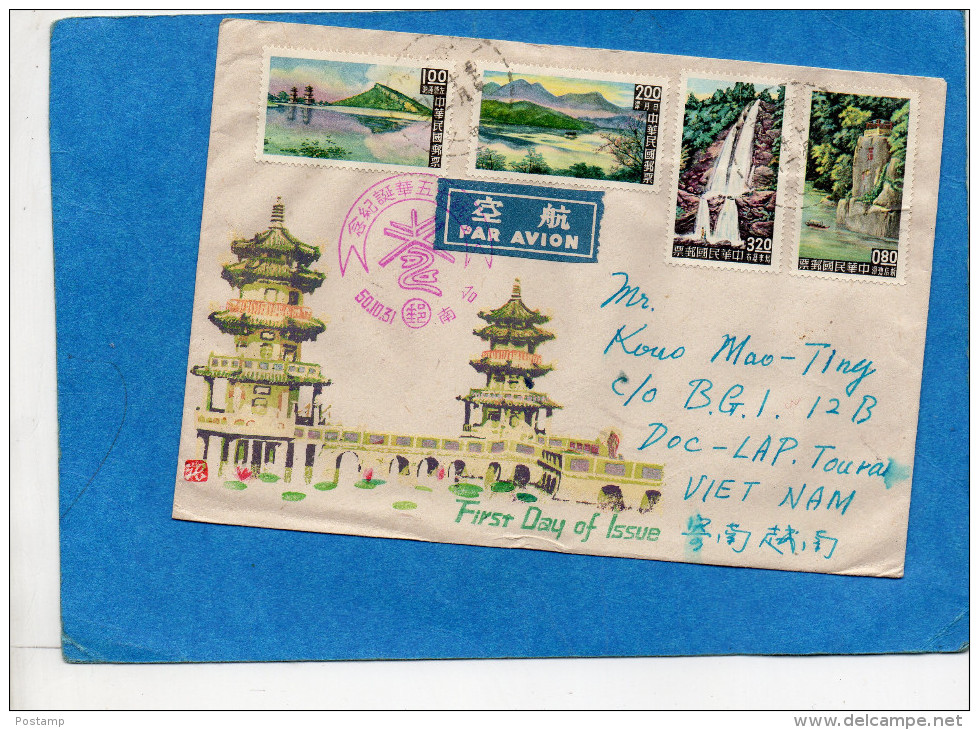 MARCOPHILIE-TAIWAN-Lettre Cad 1961 Pour Viet Nam 4 Stamps Série  N°380-3 - Covers & Documents