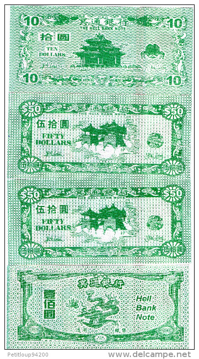 BILLETS DE BANQUE DE CULTE Chine  BANKNOTES OF WORSHIP China 10/20/50100/500/1000/5000/10000  HELL MONEY (lot De 8) - Specimen