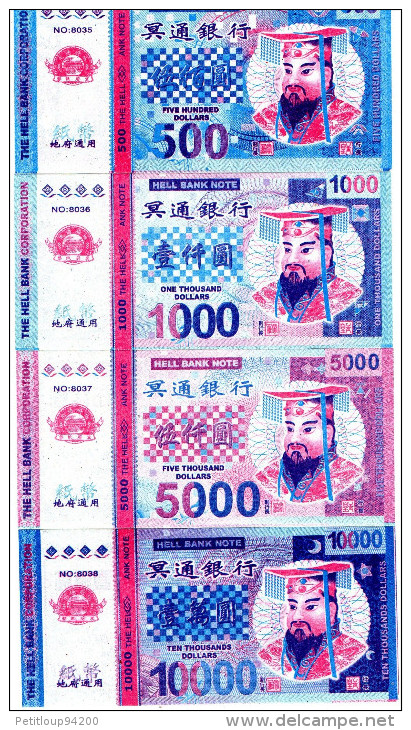 BILLETS DE BANQUE DE CULTE Chine  BANKNOTES OF WORSHIP China 10/20/50100/500/1000/5000/10000  HELL MONEY (lot De 8) - Fictifs & Spécimens