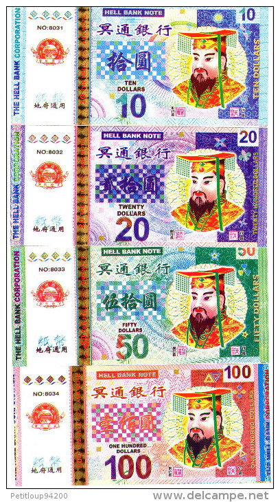 BILLETS DE BANQUE DE CULTE Chine  BANKNOTES OF WORSHIP China 10/20/50100/500/1000/5000/10000  HELL MONEY (lot De 8) - Fictifs & Spécimens