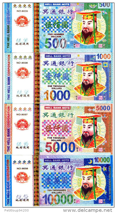 BILLETS DE BANQUE DE CULTE Chine  BANKNOTES OF WORSHIP China 10/20/50100/500/1000/5000/10000  HELL MONEY (lot De 8) - Specimen