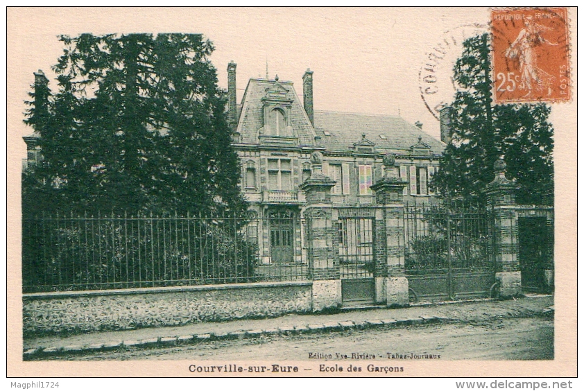 Cpa(28) Courville-sur-eure Ecole Des Garcons (cpa  Verte ) - Courville