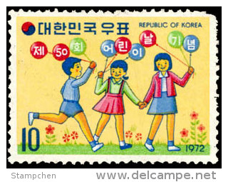 1972 South Korea 50th Children's Day Stamp Balloon Kid Boy Girl - Other & Unclassified