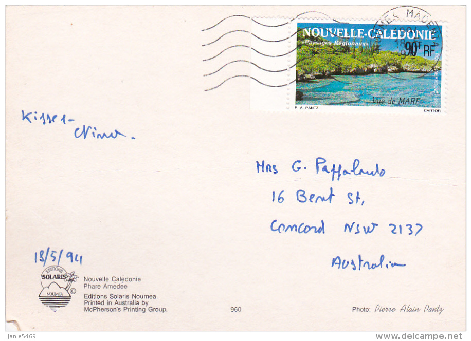 New Caledonia 1994 Postcard Sent To Australia - Gebruikt