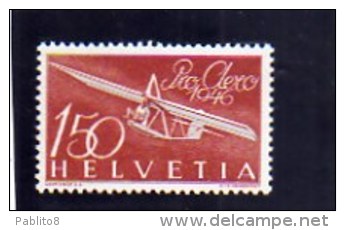 SWITZERLAND - SUISSE - SCHWEIZ SVIZZERA 1946 AIR MAIL POSTA AEREA PRO AEREO AERO ALIANTE Zoegling Training Glider MNH - Neufs