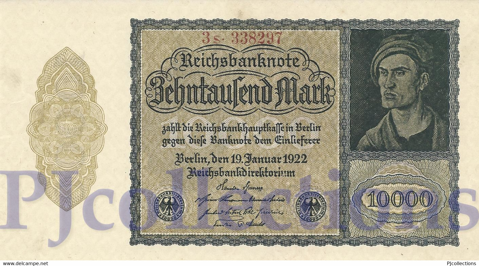 GERMANY 10.000 MARK 1922 PICK 72 AU+ - Imperial Debt Administration