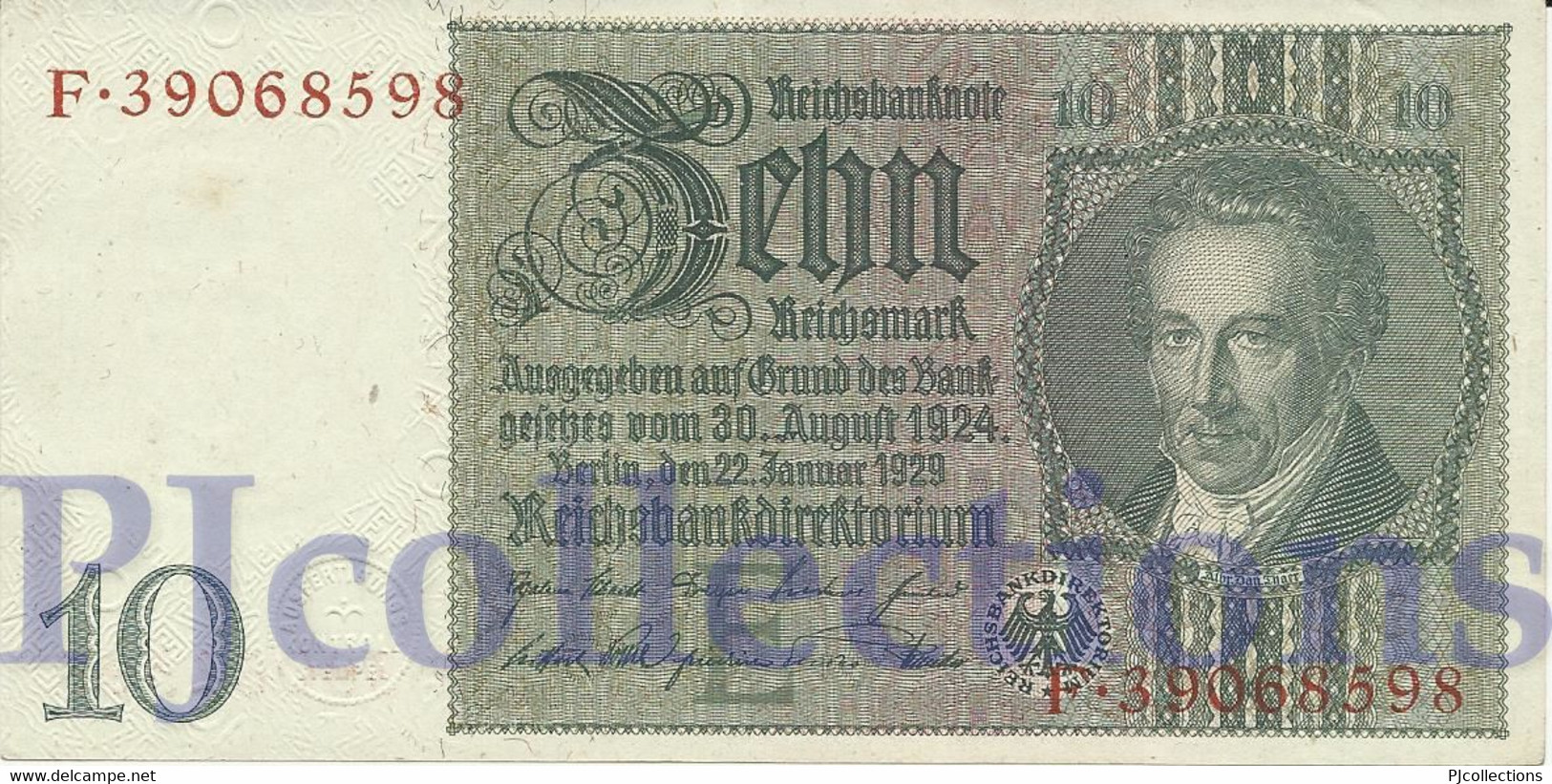 GERMANY 10 REICHMARK 1929 PICK 180a AU/UNC - Other & Unclassified