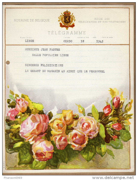 Télégramme Fleurs Roses - Telegrammi