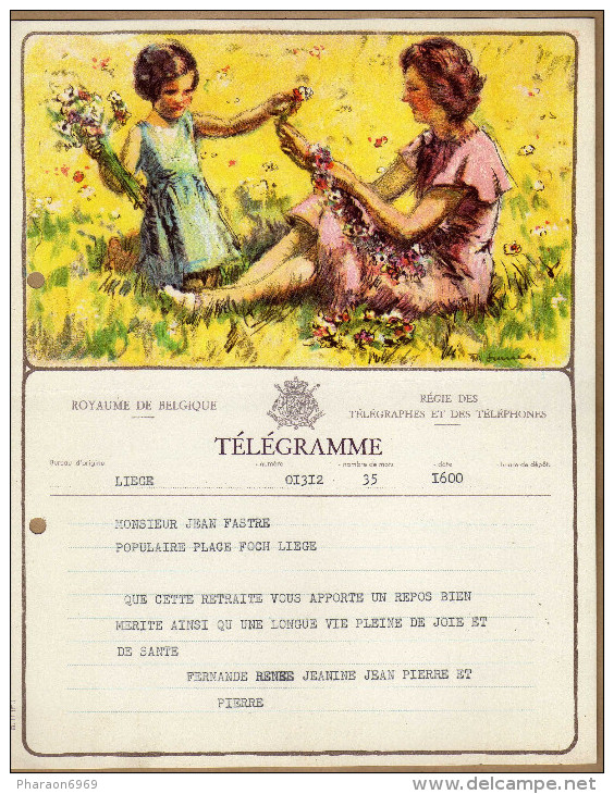 Télégramme Femme Enfant Fleurs - Telegrams