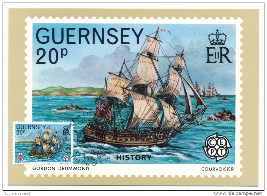 GUERNESEY - 6 Cartes Maximum - Emission Du 28 Avril 1982 - Histoire, Entomologie Etc... + 6 Cartes Premier Jour - Guernsey