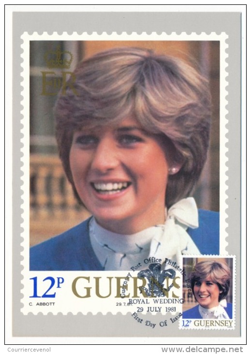 GUERNESEY - 7 Cartes Maximum - Emission Du 2 Juillet 1981 - MARIAGE Royal Charles Diana - Case Reali