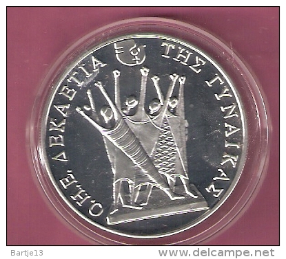 GRIEKENLAND 1000 DRACHMAI 1985  SILVER PROOF DECADE FOR WOMEN MINT.3660 PCS SCARCE KM148 SRATCHES ONLY ON CAPSEL - Grèce