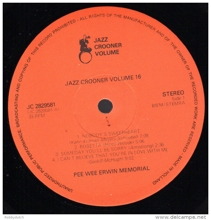 * LP *  PEE WEE ERWIN - MEMORIAL (Jazz Crooner Vol.16)(Dutch Only EX!!!) - Jazz