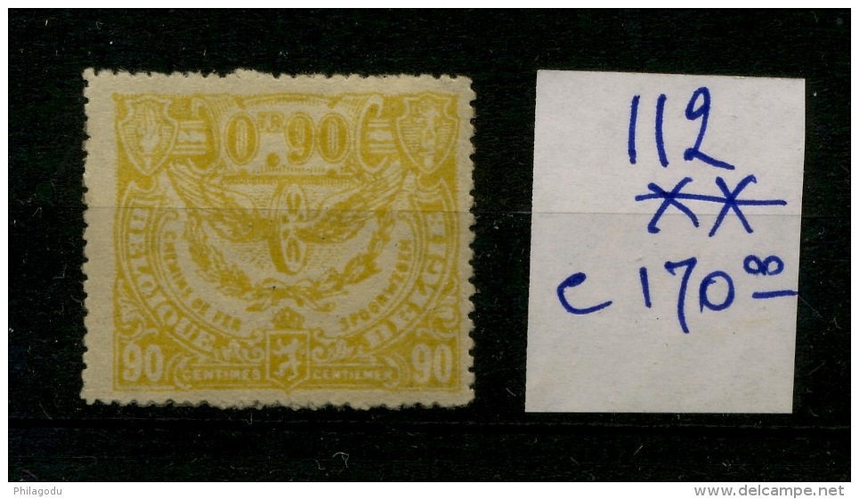 CF 112 **  90c Jaune Neuf SANS Charnière    Cote2019 =  205,- E Et Bon Centrage - Other & Unclassified