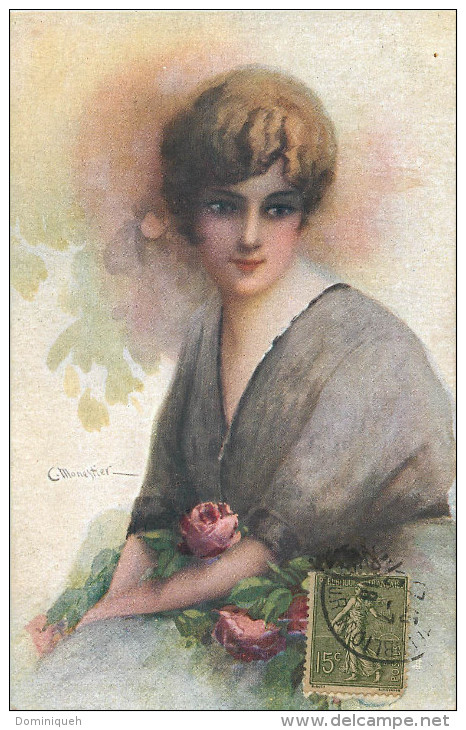 Femme En Gris Avec Des Roses - Monestier, C.