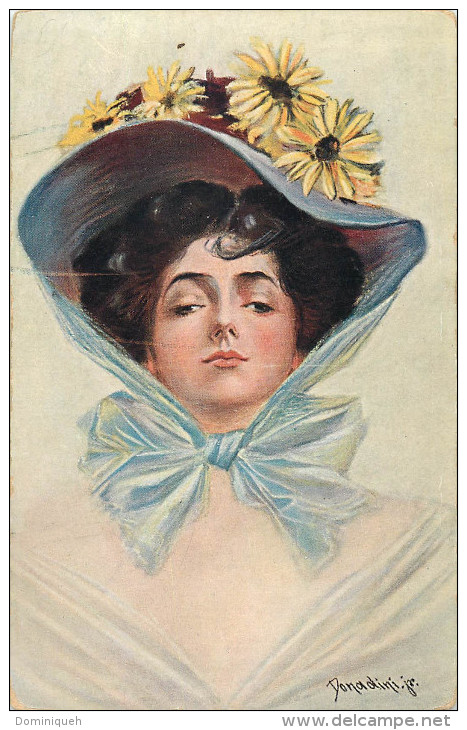 Femme Au Chapeau Avec Des Marguerites  Jaunes - Donadini, Antonio