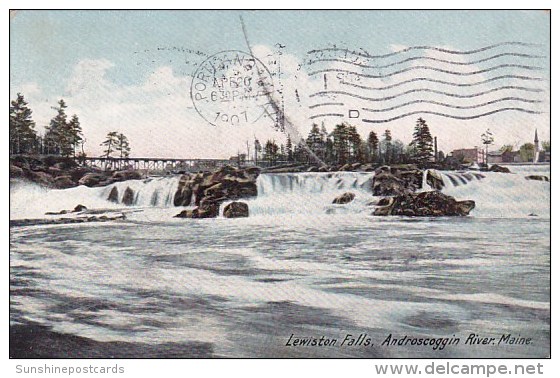 Androscoggin River Lewiston Falls Maine 1907 - Lewiston