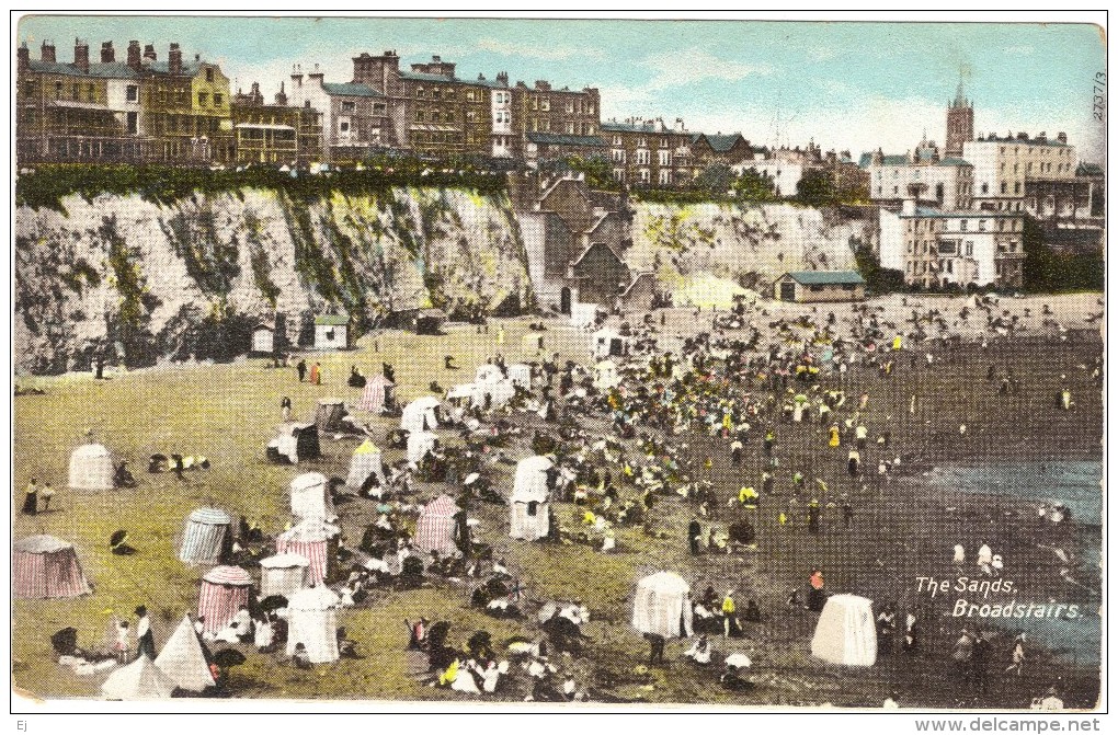 The Sands Broadstairs Early Colour Postcard - Bathing Tents - Other & Unclassified