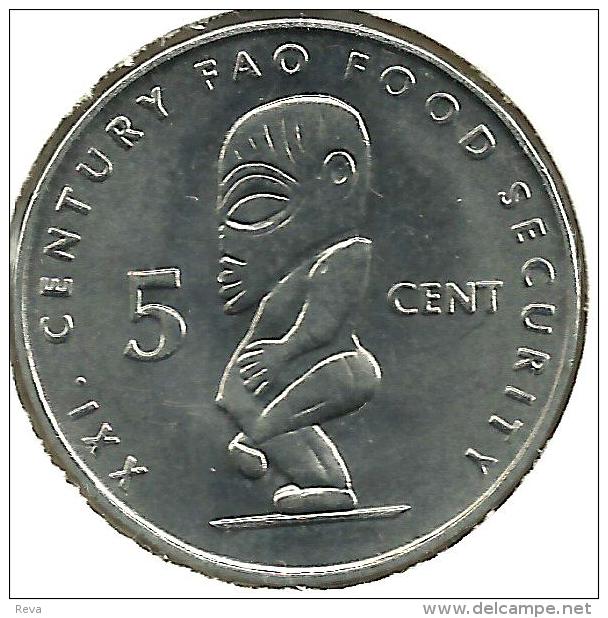 COOK ISLANDS 5 CENTS STATUE FAO FRONT QEII HEAD BACK 2000 UNC KM? 1 YEAR TYPE READ DESCRIPTION CAREFULLY!! - Isole Cook
