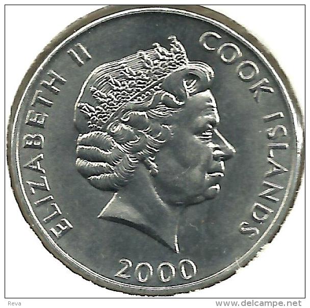 COOK ISLANDS 5 CENTS STATUE FAO FRONT QEII HEAD BACK 2000 UNC KM? 1 YEAR TYPE READ DESCRIPTION CAREFULLY!! - Cook Islands