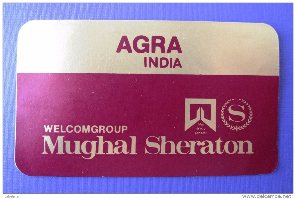 HOTEL MOTEL INN RESIDENCE HOUSE SHERATON MUGHAL AGRA INDIA DECAL TAG STICKER LUGGAGE LABEL ETIQUETTE AUFKLEBER - Hotel Labels