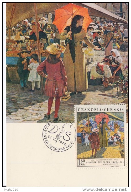 Czechoslovakia / Cartes Maximum (1970/21 D) Bratislava: Dominik Skutecky (1849-1921) "Market In Banska Bystrica" (1889) - Other & Unclassified