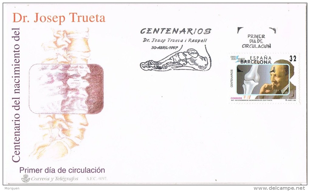 R 966. Carta F.D.C. Barclona 1997. Doctor Trueta, Centenario, Medicina - Geneeskunde