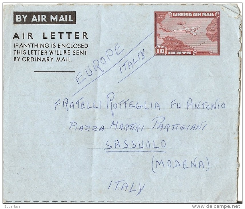 Q-LIBERIA10 CENT.- AIR LETTER-7-2-1963 - Liberia