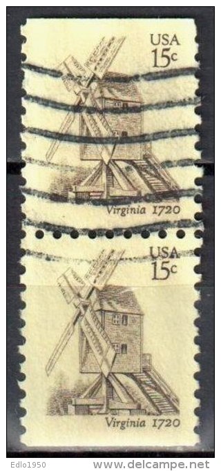 United States 1980 Windmills - Sc # 1741- Mi.1418 D - Vertical Pair - Used - 2. 1941-80