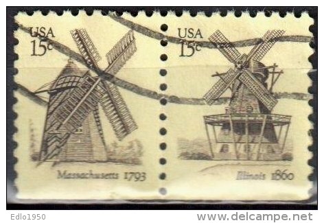 United States 1980 Windmills - Sc # 1740-41 - Mi.1417-18 D - Horizontal Pair - Used - 2. 1941-80