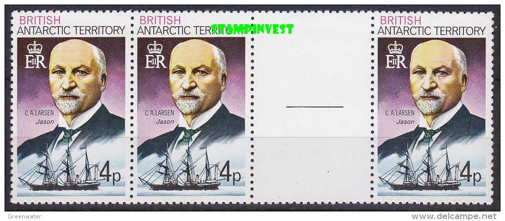 British Antarctic Territory 1980 Def.  4p C.A. Larsen / Jason  1v Gutter (3v)** Mnh (20736) - Unused Stamps