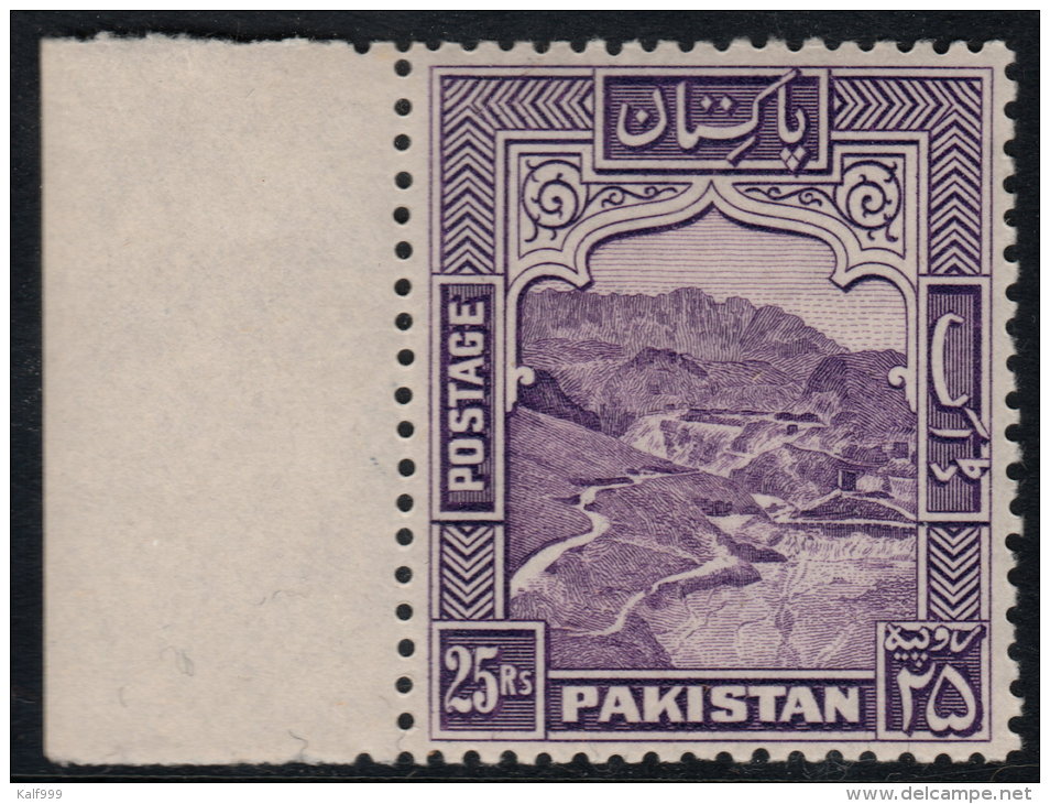 ~~~ Pakistan 1948 Dominion -  Khaiber Pass - 25 Rupees - Perforation K 12  - Mi. 43 C ** MNH  ~~~ - Pakistan