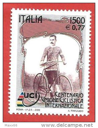 ITALIA REPUBBLICA MNH - 2000 - Centenario Dell'unione Ciclistica Internazionale - £ 1500 € 0,77 - S. 2474 - 1991-00:  Nuovi