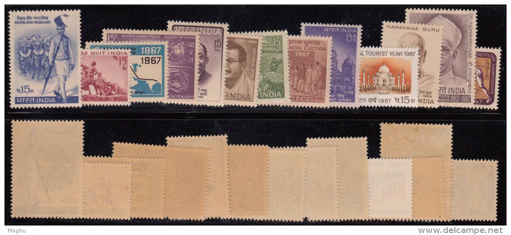 India 1967 MNH, 13 Diff., - Ongebruikt