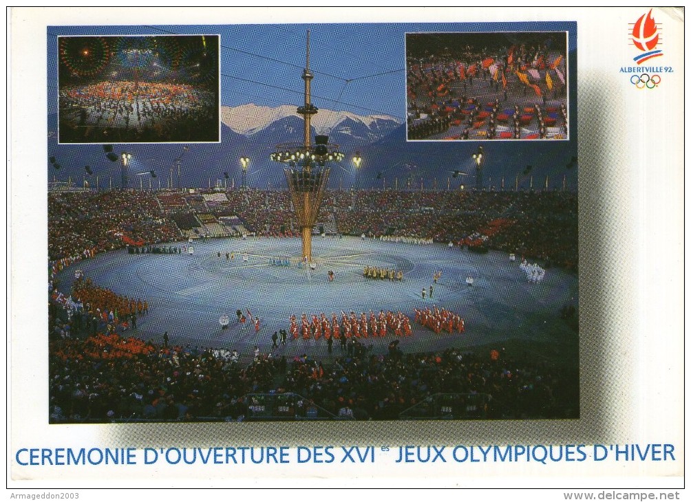 V08 /  DEPT 73 CPCEREMONIE D'OUVERTURE DES JEUX OLYMPIQUES D'ALBERTVILLE VOYAGEE  VOIR  DOS - Jeux Olympiques