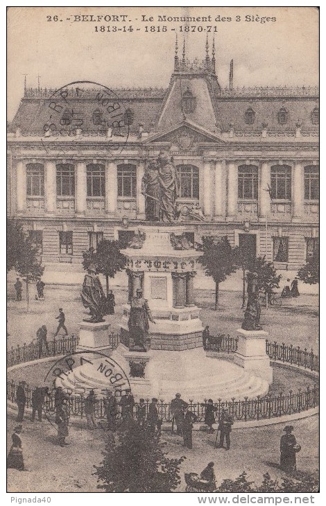 Cp , 90 , BELFORT , Le Monument Des 3 Sièges , 1813-14 , 1815 , 1870-71 - Belfort - City