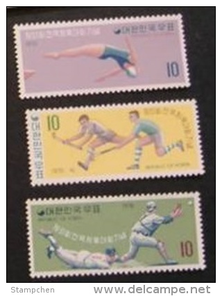 1970 South Korea 52nd National Athletic Meet Stamps Diving Hockey Baseball - Baseball