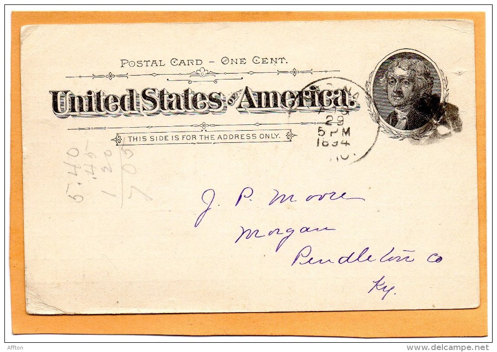 United States 1894 Card Mailed - ...-1900