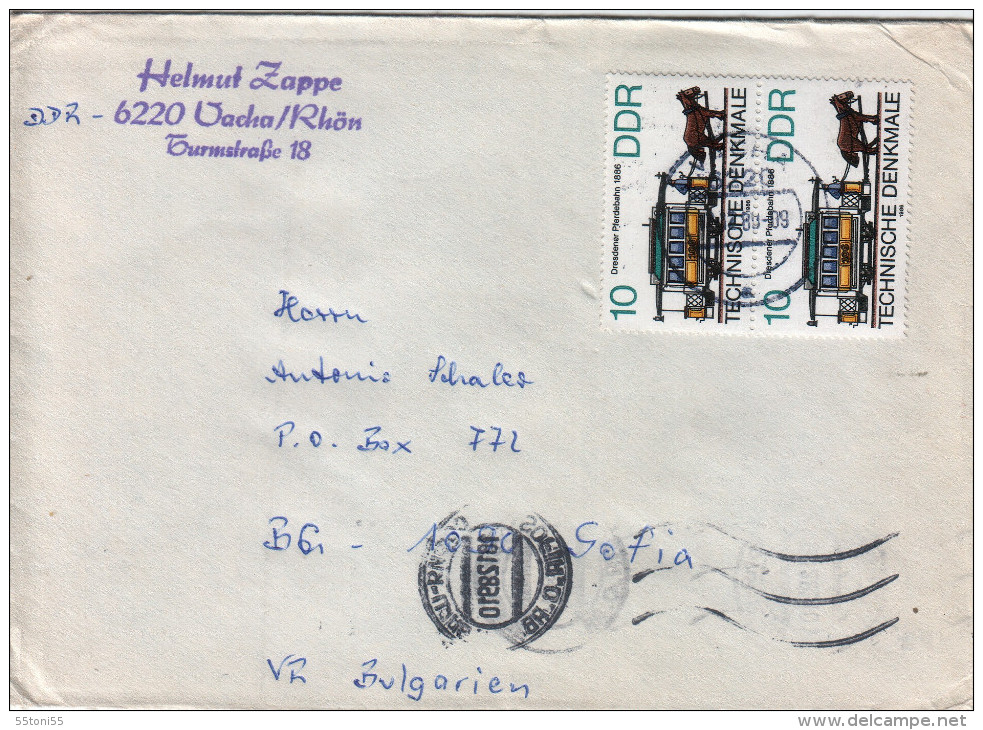 Cover Travel 1989 Germany- DDR / BULGARIA ,Bulgarie (tramcar) - Tramways