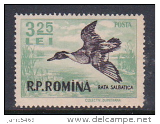 Romania 1956 Animals, 3,25 Pintail, Mint Hinged - Unused Stamps