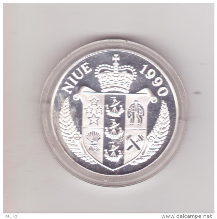 Niue-50 Dollari Argento-diametro 4cm Circa-Sport-Campionato Di Calcio 1990-Italia-F.D.C. In Capsula - Autres – Afrique