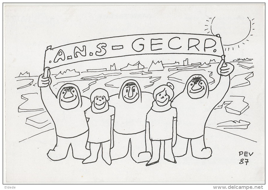 Expeditions Polaires Polar  Paul Emile Victor Dessin 1987  President Honneur GECRP Amiens Somme Association Nord Sud - Autres & Non Classés